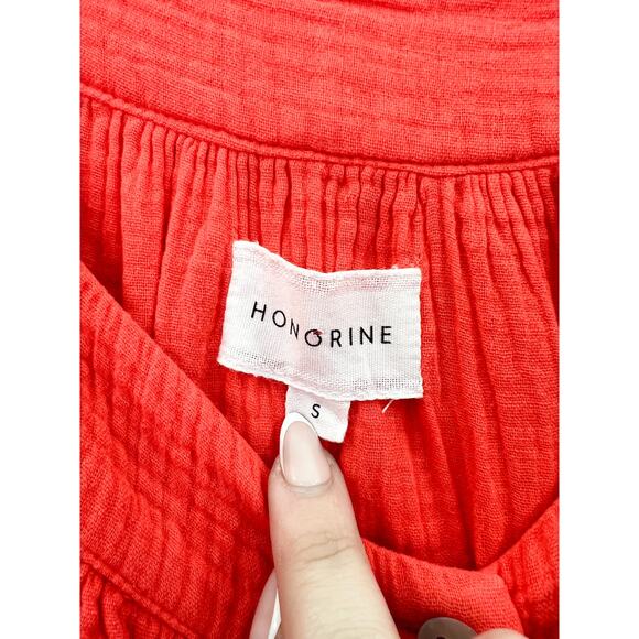 Honorine Francoise Cotton Seersucker Minidress Small Red Cotton Gauze Mini Dress - Picture 4 of 10